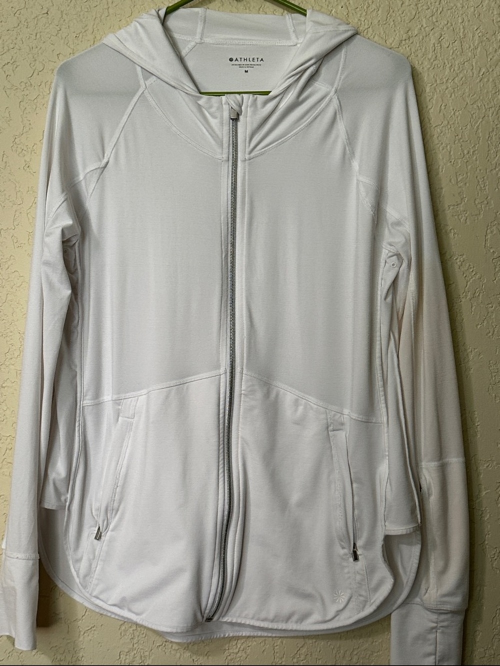 Athleta White Full-Zip Hooded Utility Jacket